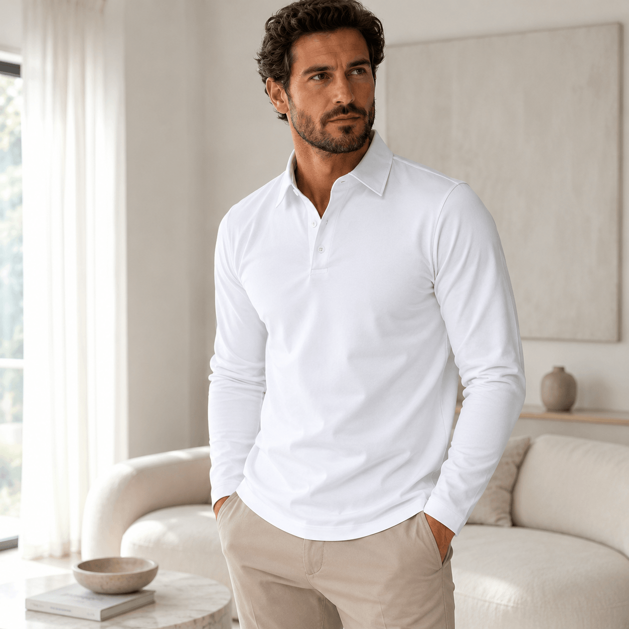 Enne | Polo De Manga Larga De Lujo Para Hombre