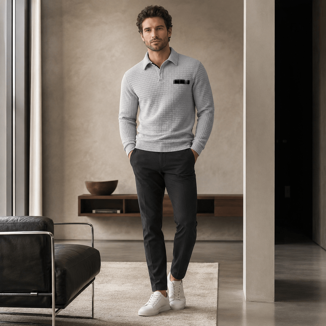 Abini | Polo De Jacquard Texturizado Para Hombre