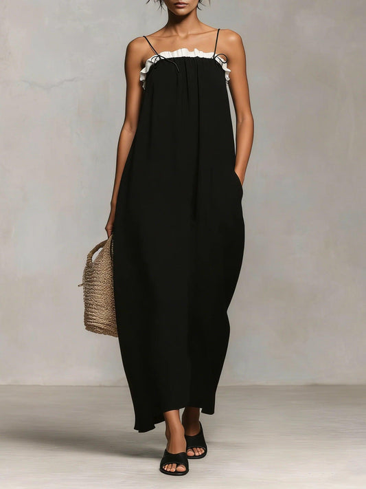 Mirelle™ | Vestido Maxi con Bloques de Colores y Tirantes de Espagueti