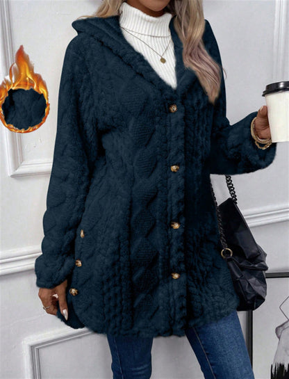 Valentina™ Cárdigan con capucha de lana estilo Argyle, ideal para otoño e invierno