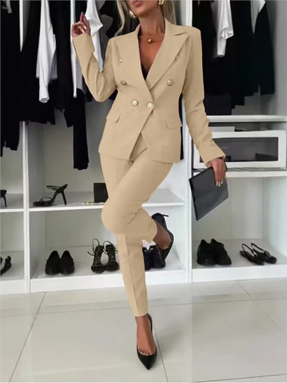 Elena™ Conjunto de blazer cruzado y pantalón entallado