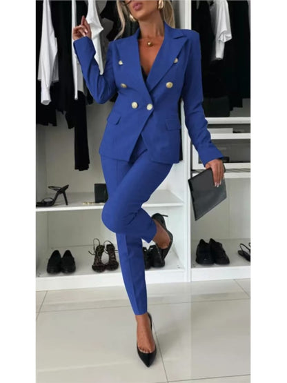 Elena™ Conjunto de blazer cruzado y pantalón entallado