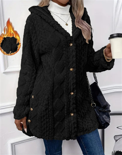 Valentina™ Cárdigan con capucha de lana estilo Argyle, ideal para otoño e invierno