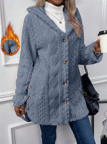 Valentina™ Cárdigan con capucha de lana estilo Argyle, ideal para otoño e invierno