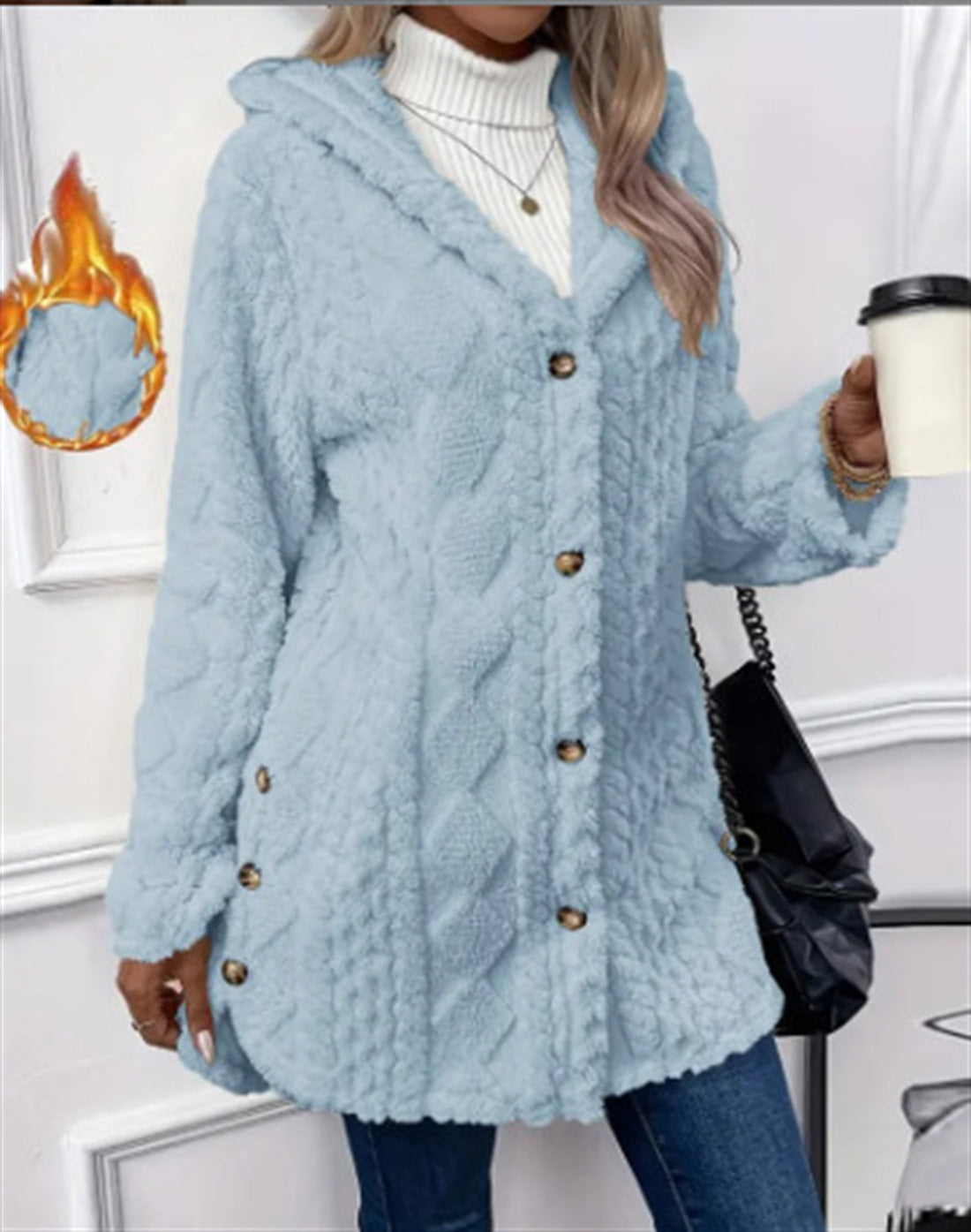 Valentina™ Cárdigan con capucha de lana estilo Argyle, ideal para otoño e invierno