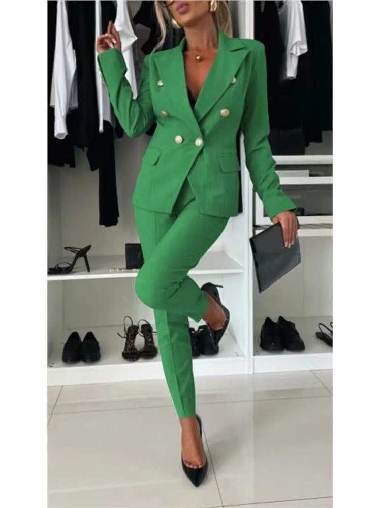 Elena™ Conjunto de blazer cruzado y pantalón entallado