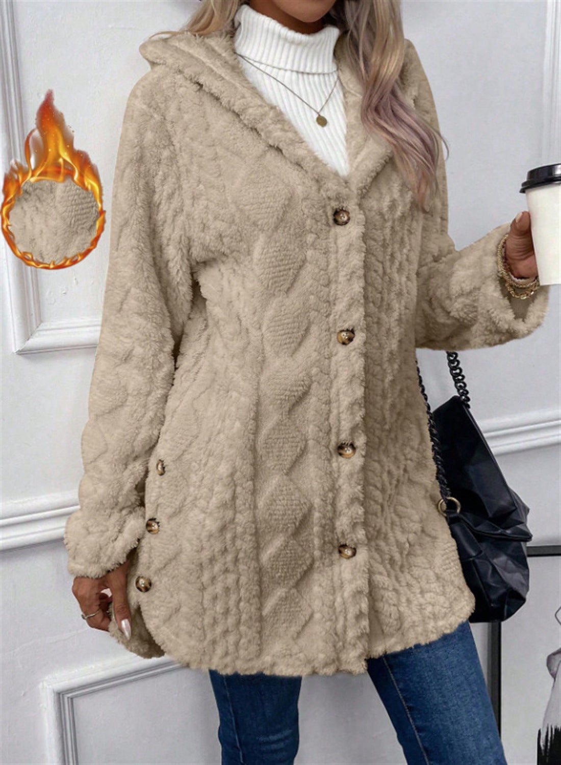 Valentina™ Cárdigan con capucha de lana estilo Argyle, ideal para otoño e invierno