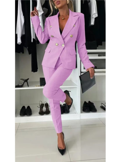 Elena™ Conjunto de blazer cruzado y pantalón entallado