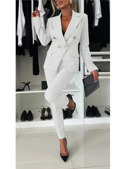 Elena™ Conjunto de blazer cruzado y pantalón entallado