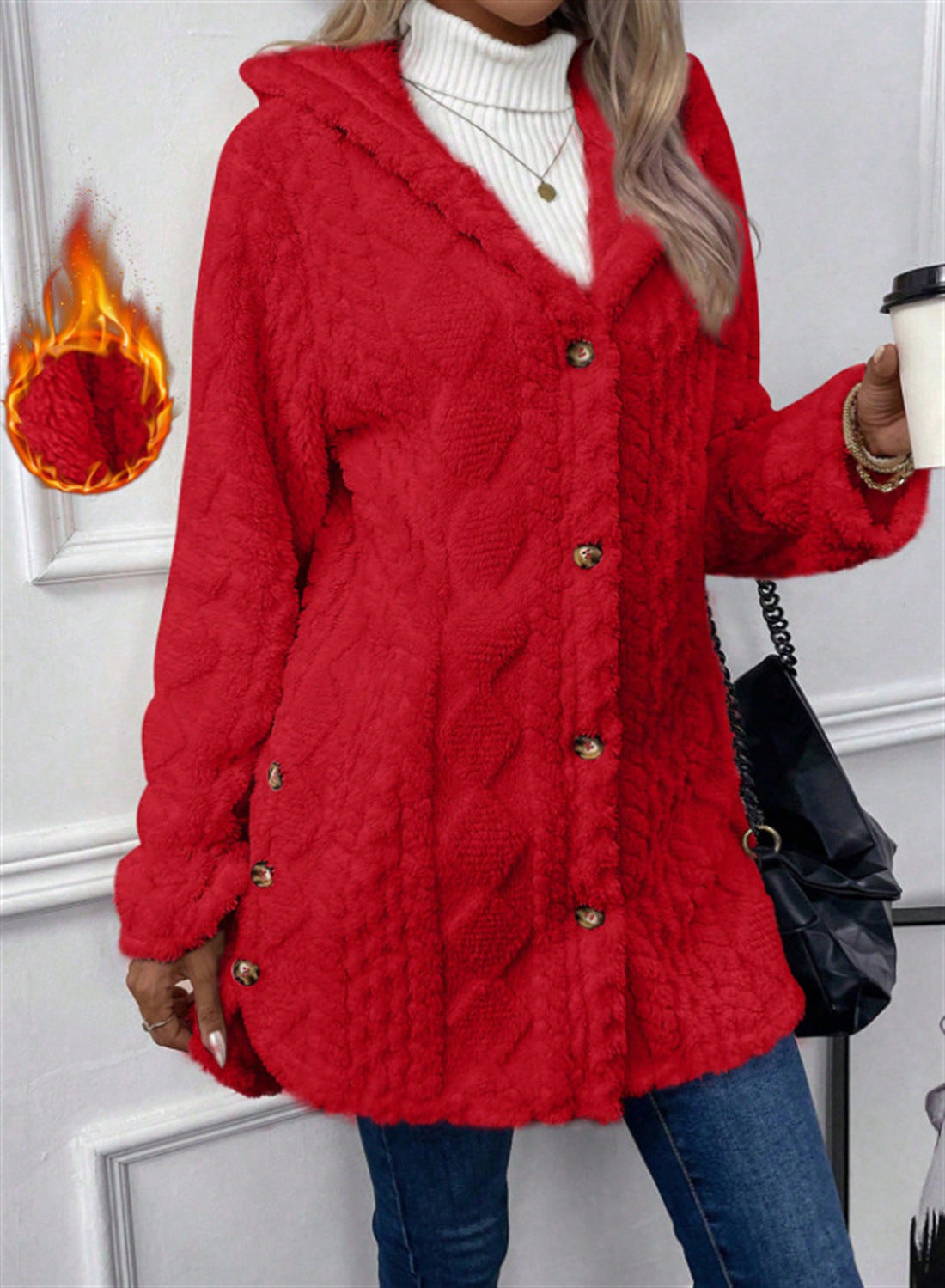 Valentina™ Cárdigan con capucha de lana estilo Argyle, ideal para otoño e invierno