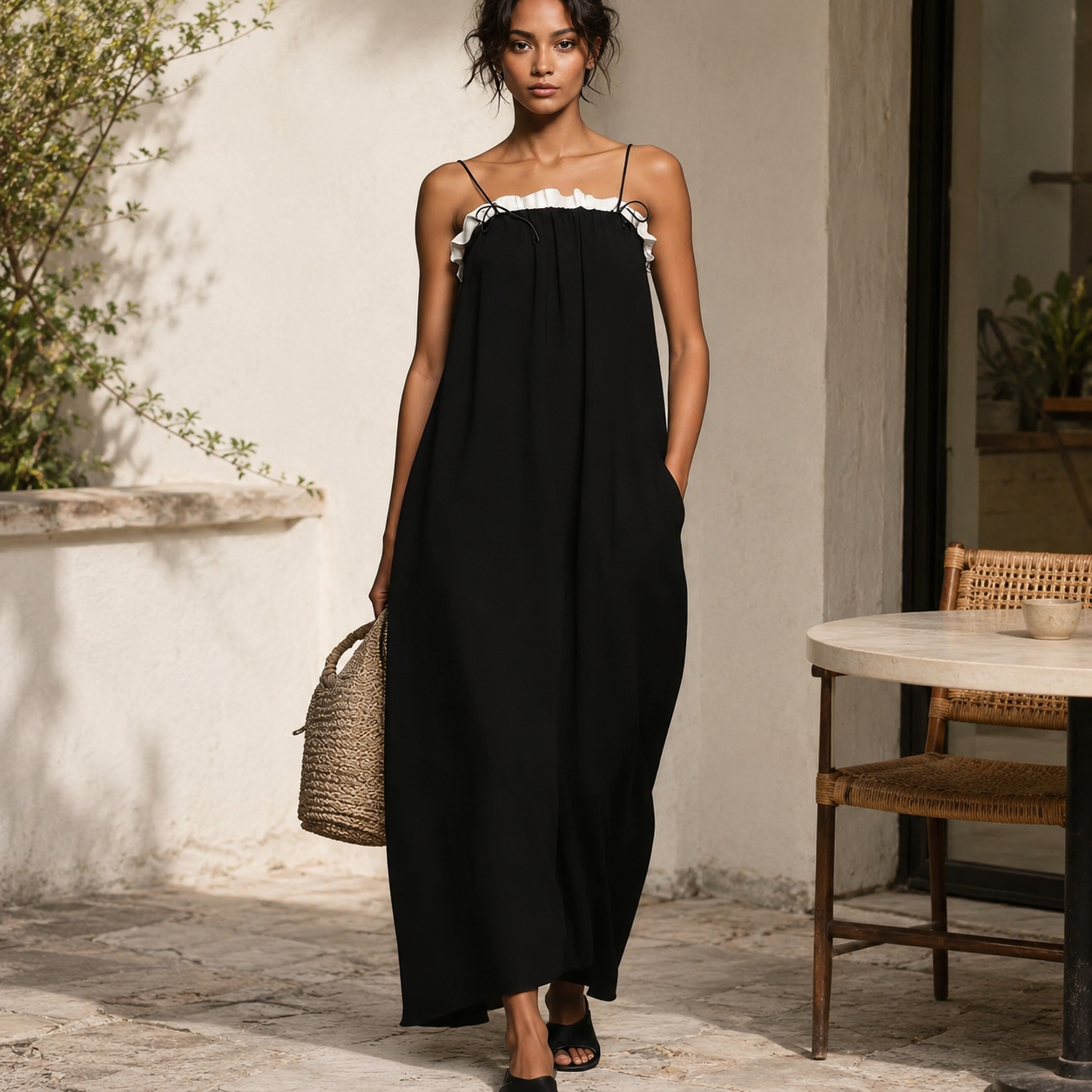 Mirelle™ | Vestido Maxi con Bloques de Colores y Tirantes de Espagueti