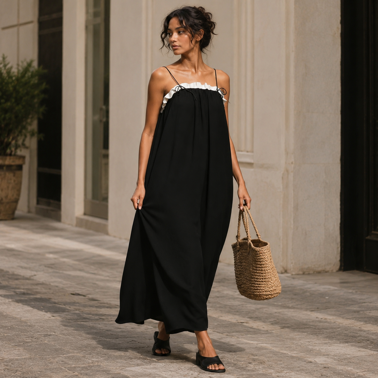 Mirelle™ | Vestido Maxi con Bloques de Colores y Tirantes de Espagueti