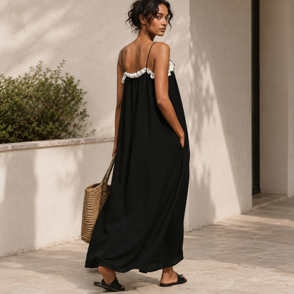 Mirelle™ | Vestido Maxi con Bloques de Colores y Tirantes de Espagueti
