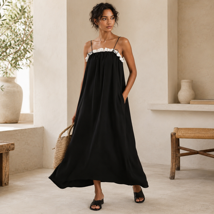 Mirelle™ | Vestido Maxi con Bloques de Colores y Tirantes de Espagueti