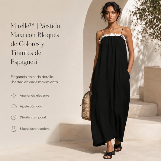 Mirelle™ | Vestido Maxi con Bloques de Colores y Tirantes de Espagueti
