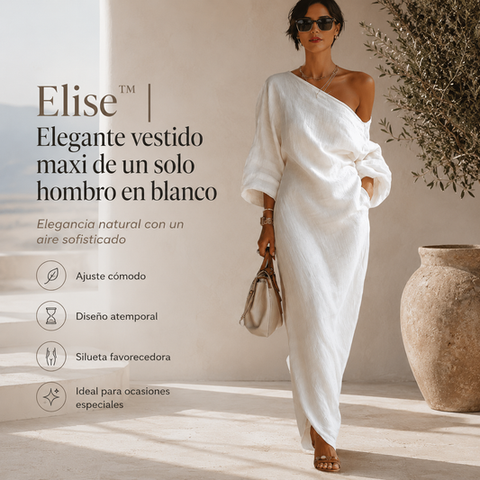 Elise™ | Elegante vestido maxi de un solo hombro en blanco