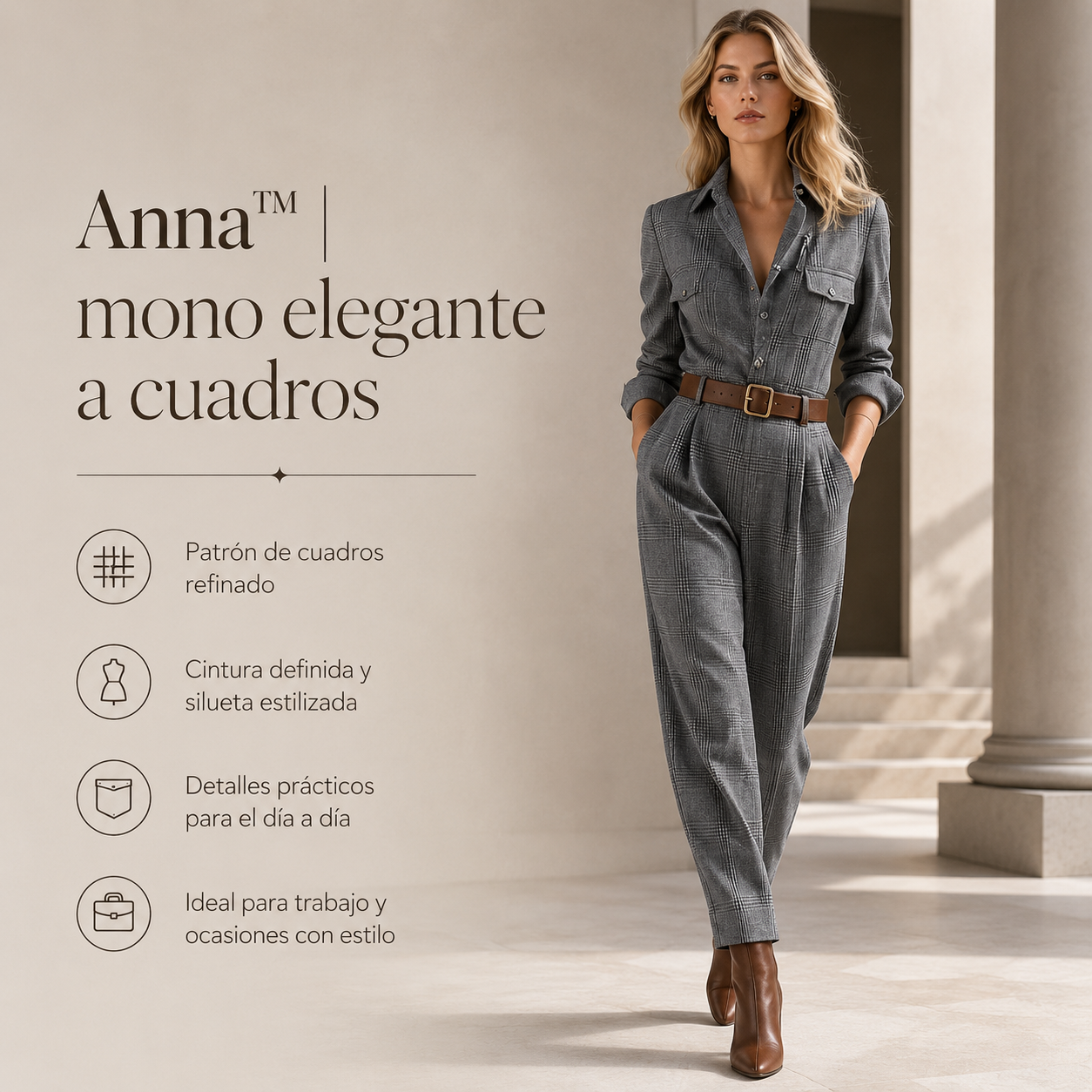 Anna™ | mono elegante a cuadros
