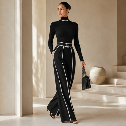 Vera™ | Conjunto elegante con detalle de contraste