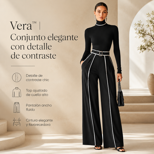 Vera™ | Conjunto elegante con detalle de contraste