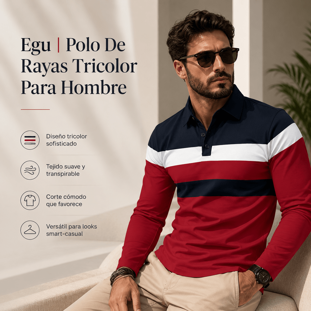 Egu | Polo De Rayas Tricolor Para Hombre