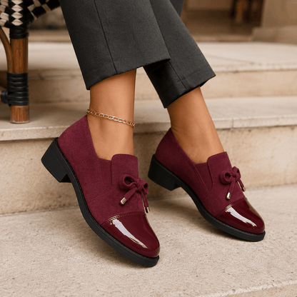 Marvina - Mocasines Elegantes Con Punta Redonda y Lazo Decorativo