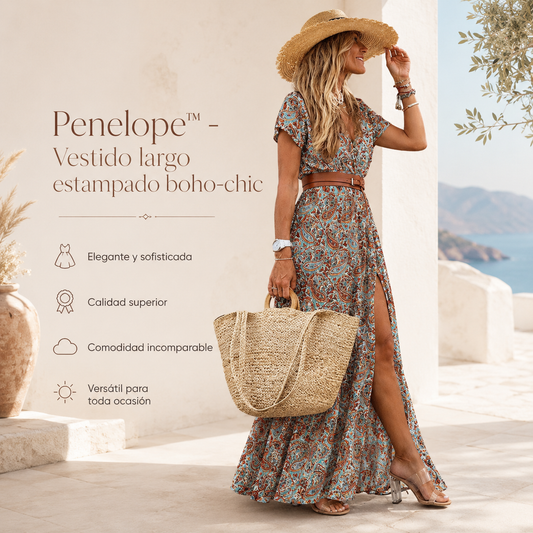Penelope™ - Vestido largo estampado boho-chic