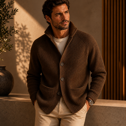 Hugo | Cárdigan de lana con canalé para hombre