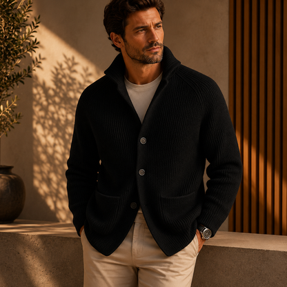 Hugo | Cárdigan de lana con canalé para hombre