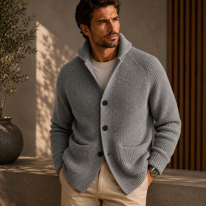 Hugo | Cárdigan de lana con canalé para hombre