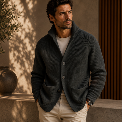 Hugo | Cárdigan de lana con canalé para hombre
