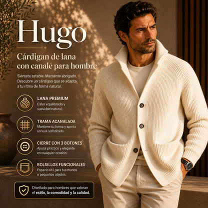 Hugo | Cárdigan de lana con canalé para hombre