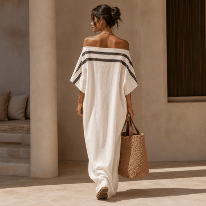 Aveline™ | Vestido maxi de hombros descubiertos con mangas murciélago