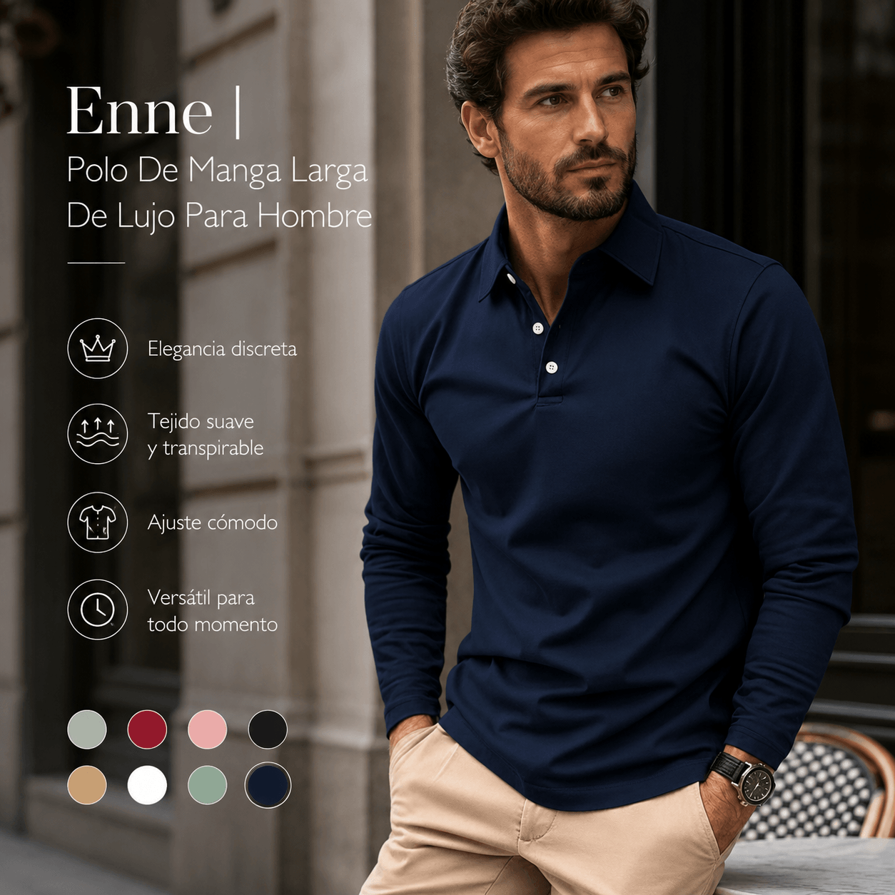 Enne | Polo De Manga Larga De Lujo Para Hombre