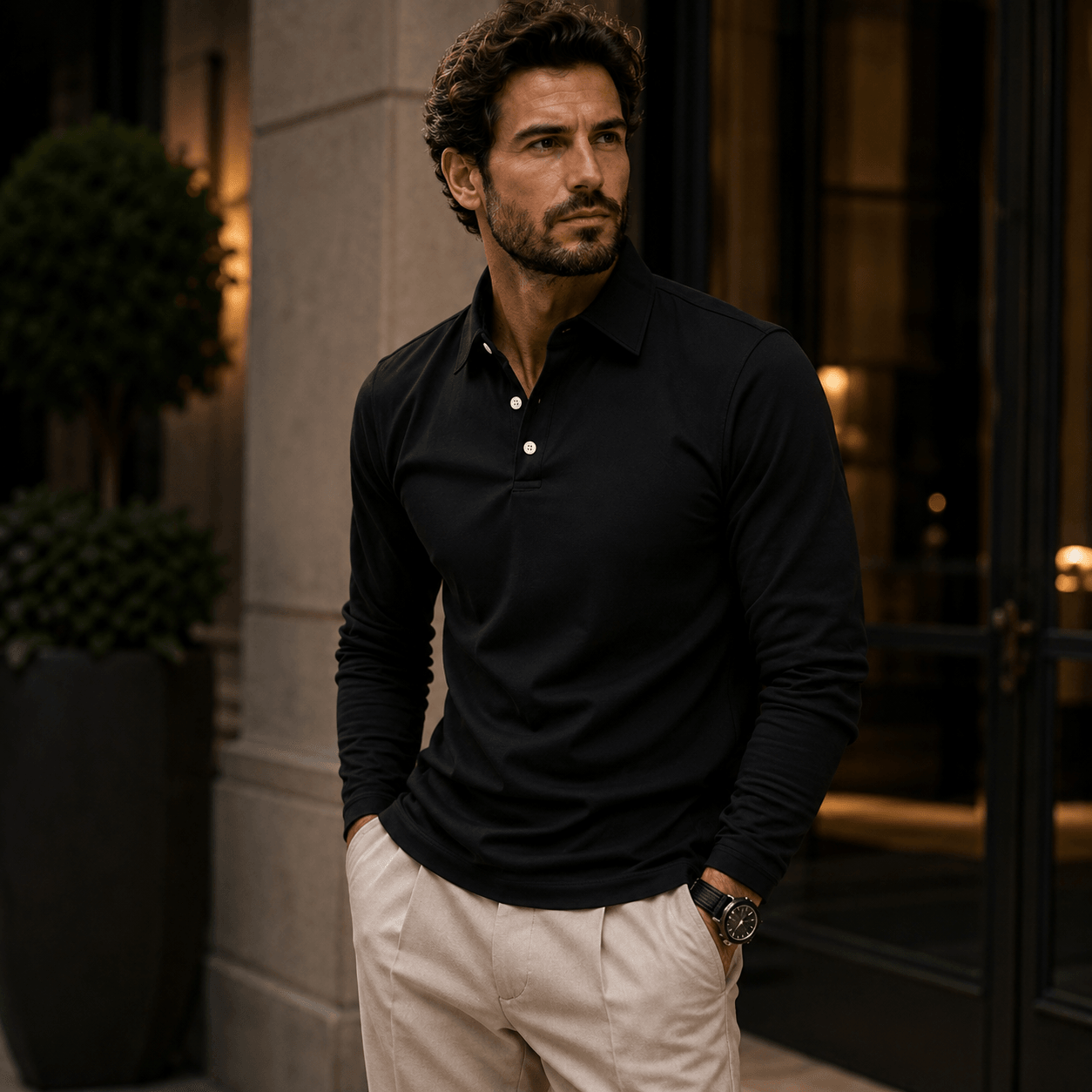 Enne | Polo De Manga Larga De Lujo Para Hombre