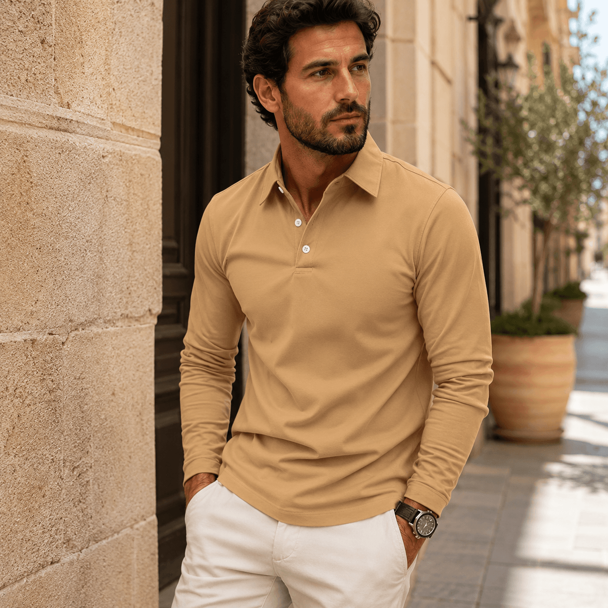 Enne | Polo De Manga Larga De Lujo Para Hombre