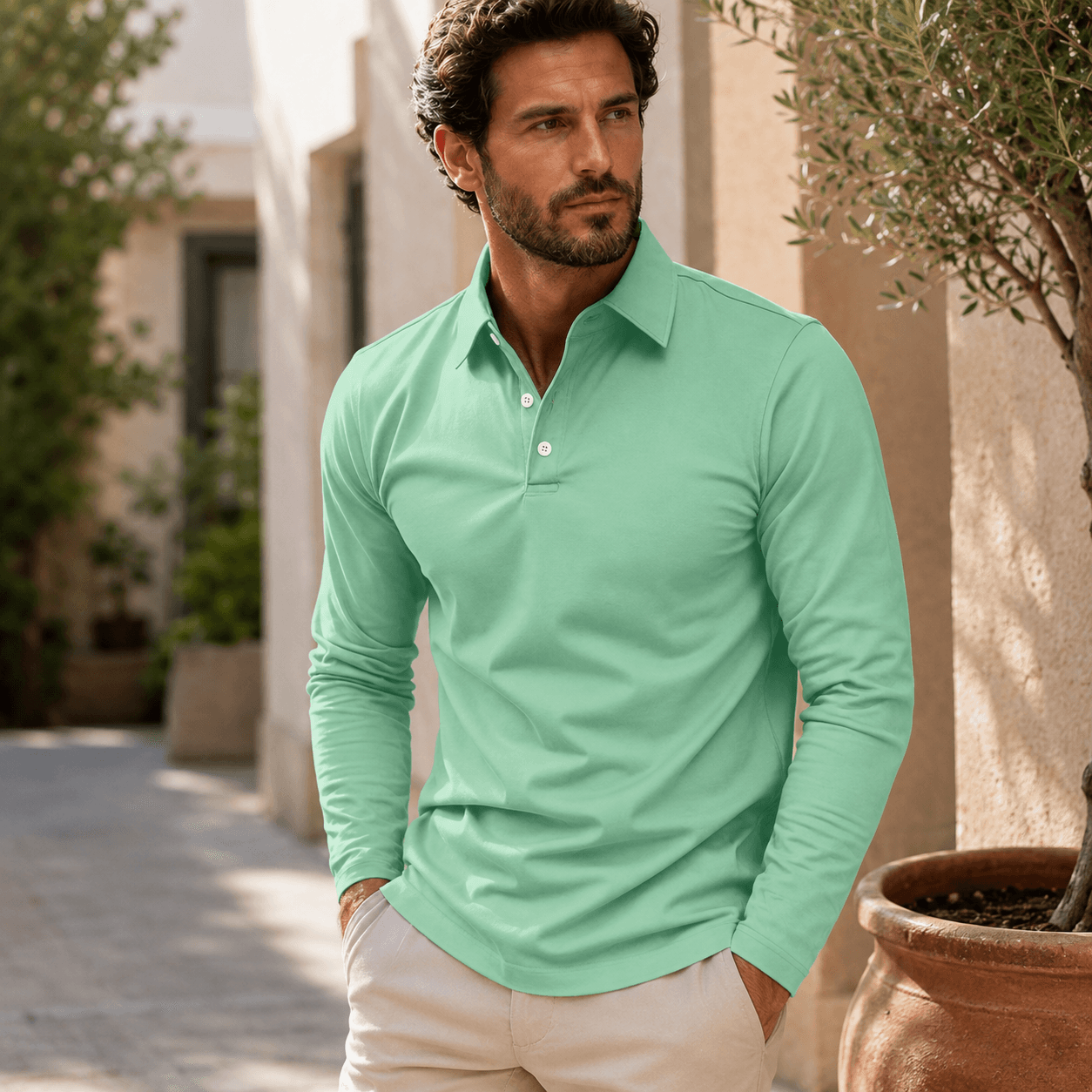 Enne | Polo De Manga Larga De Lujo Para Hombre