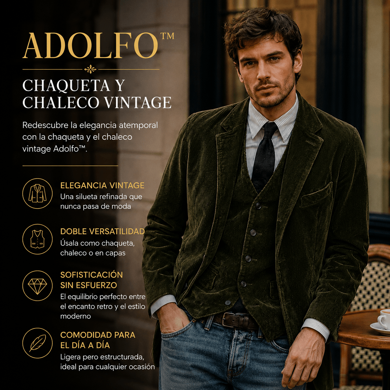 ADOLFO™| CHAQUETA Y CHALECO VINTAGE