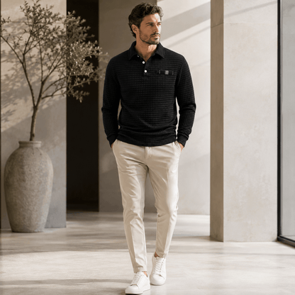 Abini | Polo De Jacquard Texturizado Para Hombre