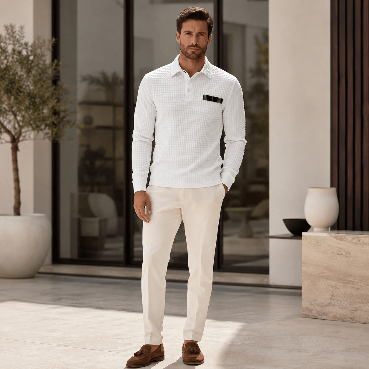 Abini | Polo De Jacquard Texturizado Para Hombre