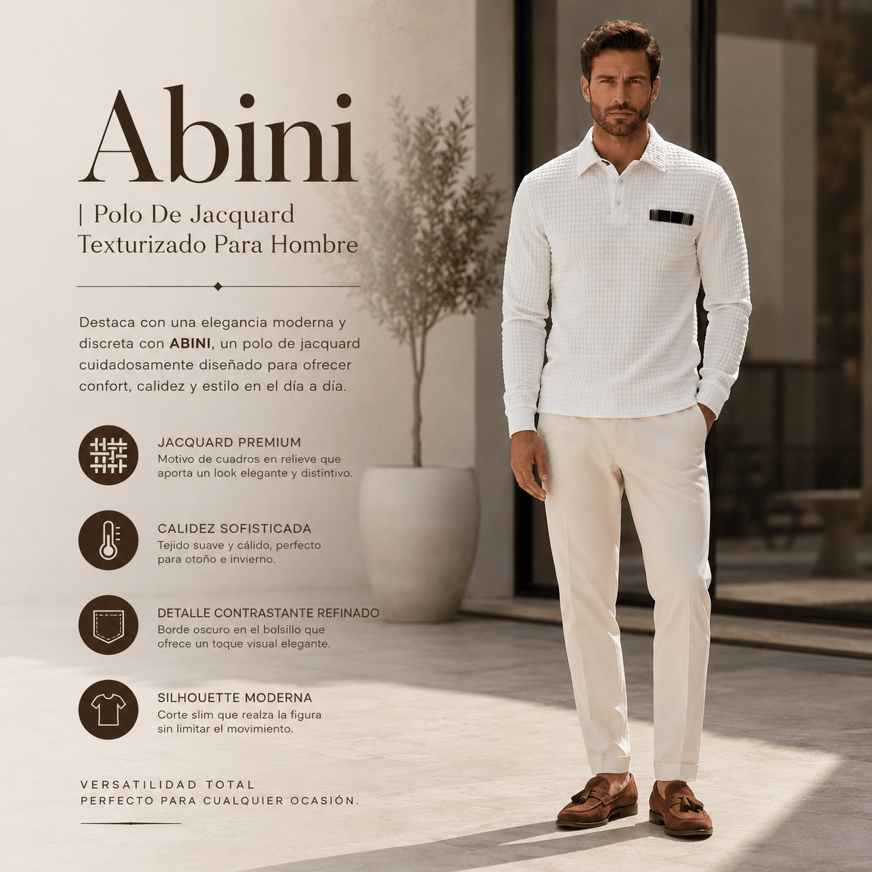 Abini | Polo De Jacquard Texturizado Para Hombre