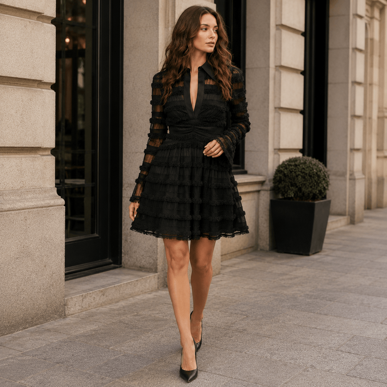 Rosalie™ | Vestido Mini Elegante con Escote en V Profundo
