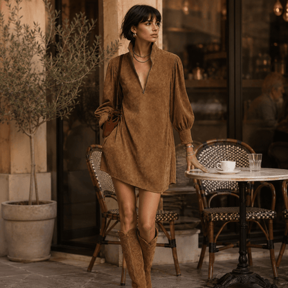 Lucienne™ | Vestido de gamuza holgado con cremallera