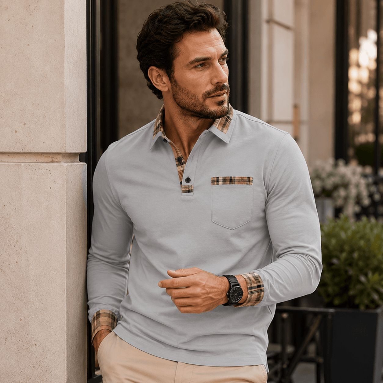 Donald | Polo De Lujo Con Detalles A Cuadros Para Hombre