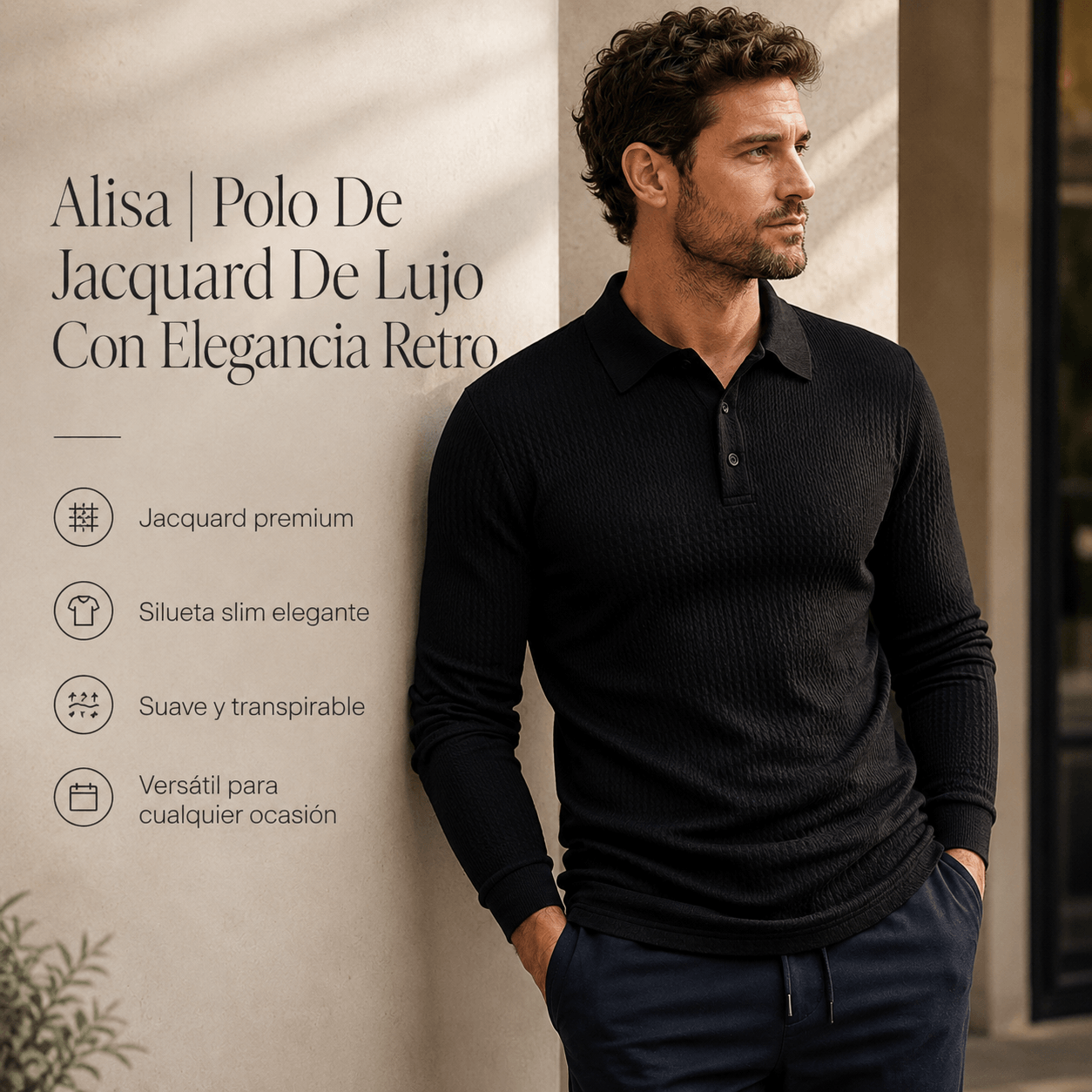 Alisa | Polo De Jacquard De Lujo Con Elegancia Retro