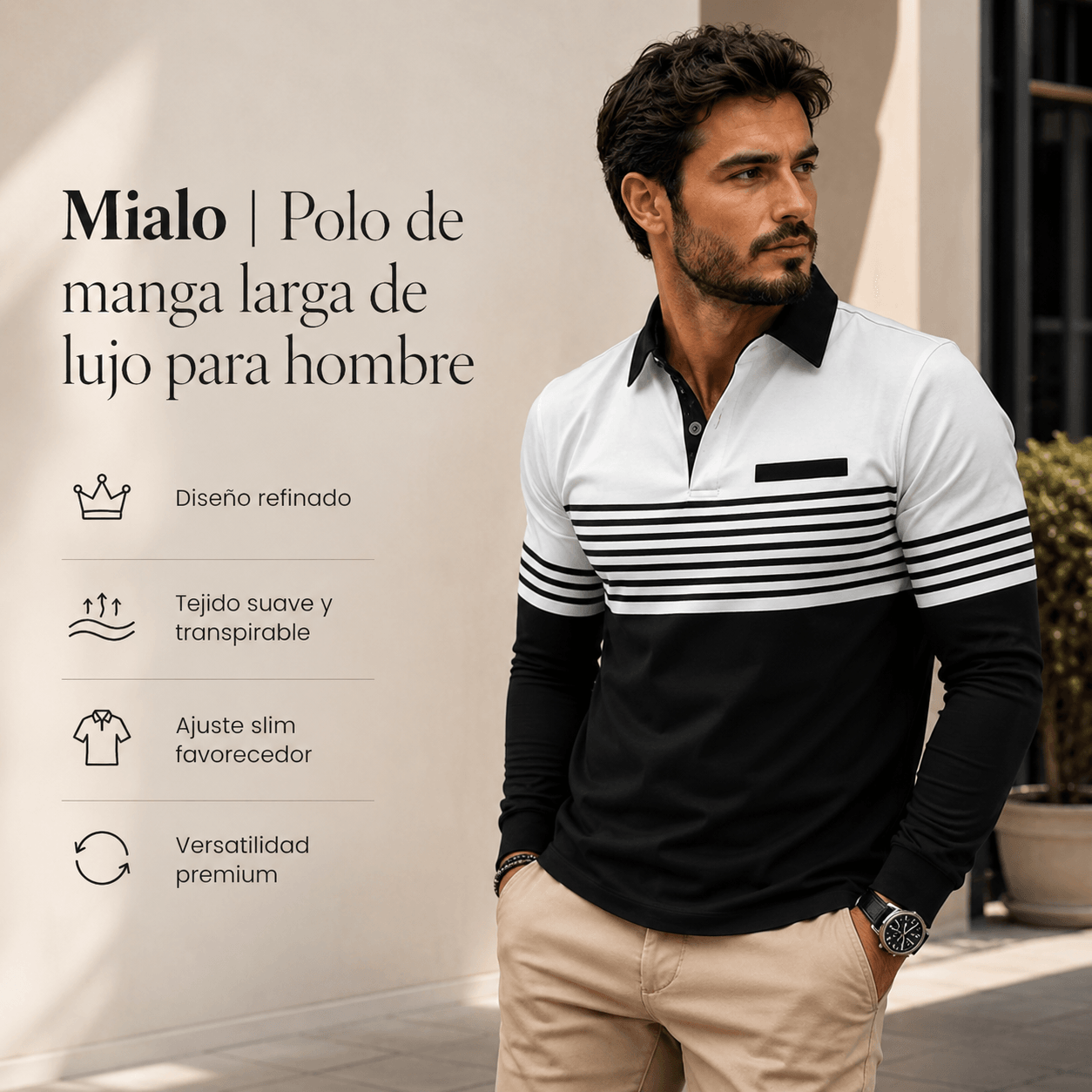 Mialo | Polo de manga larga de lujo para hombre