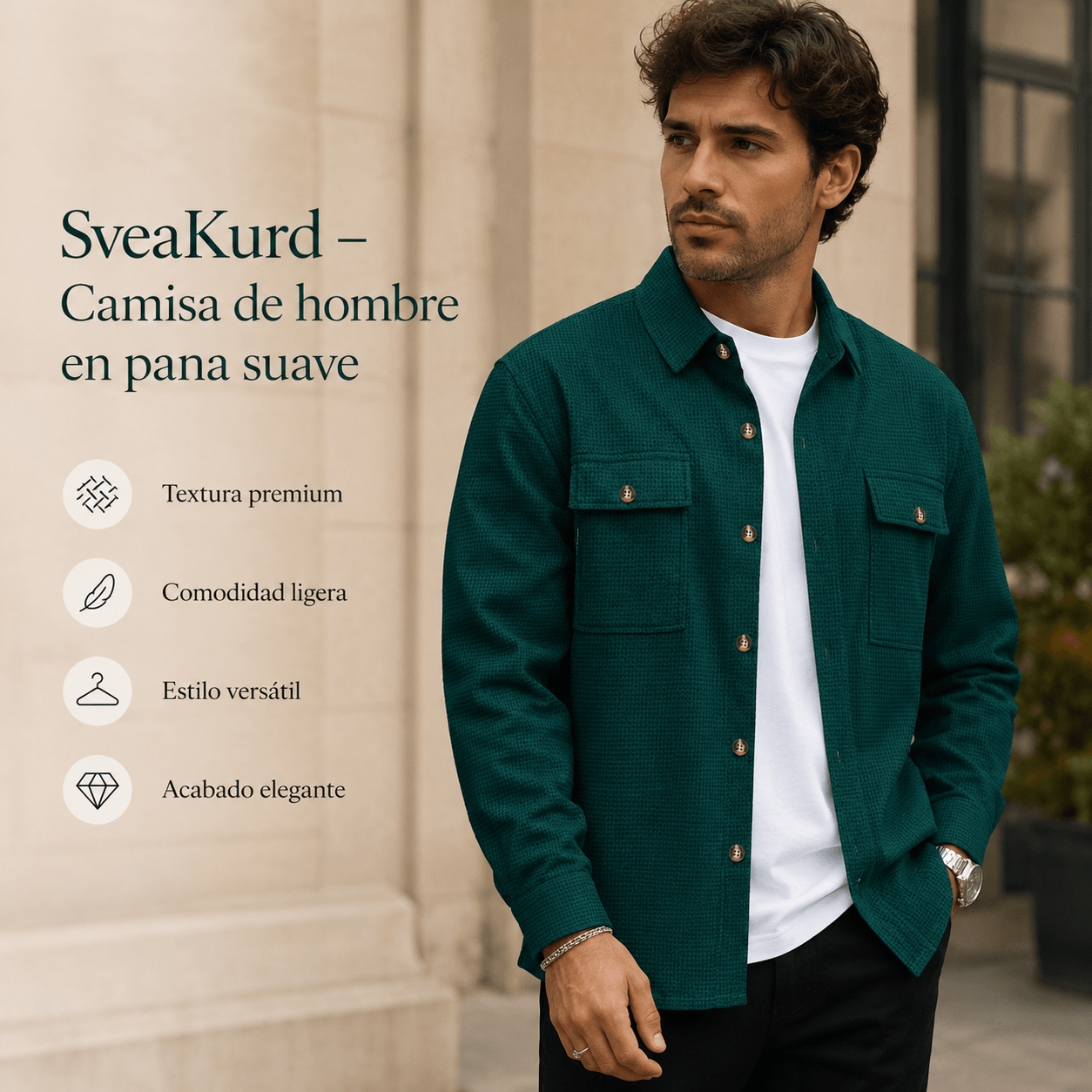 SveaKurd – Camisa de hombre en pana suave