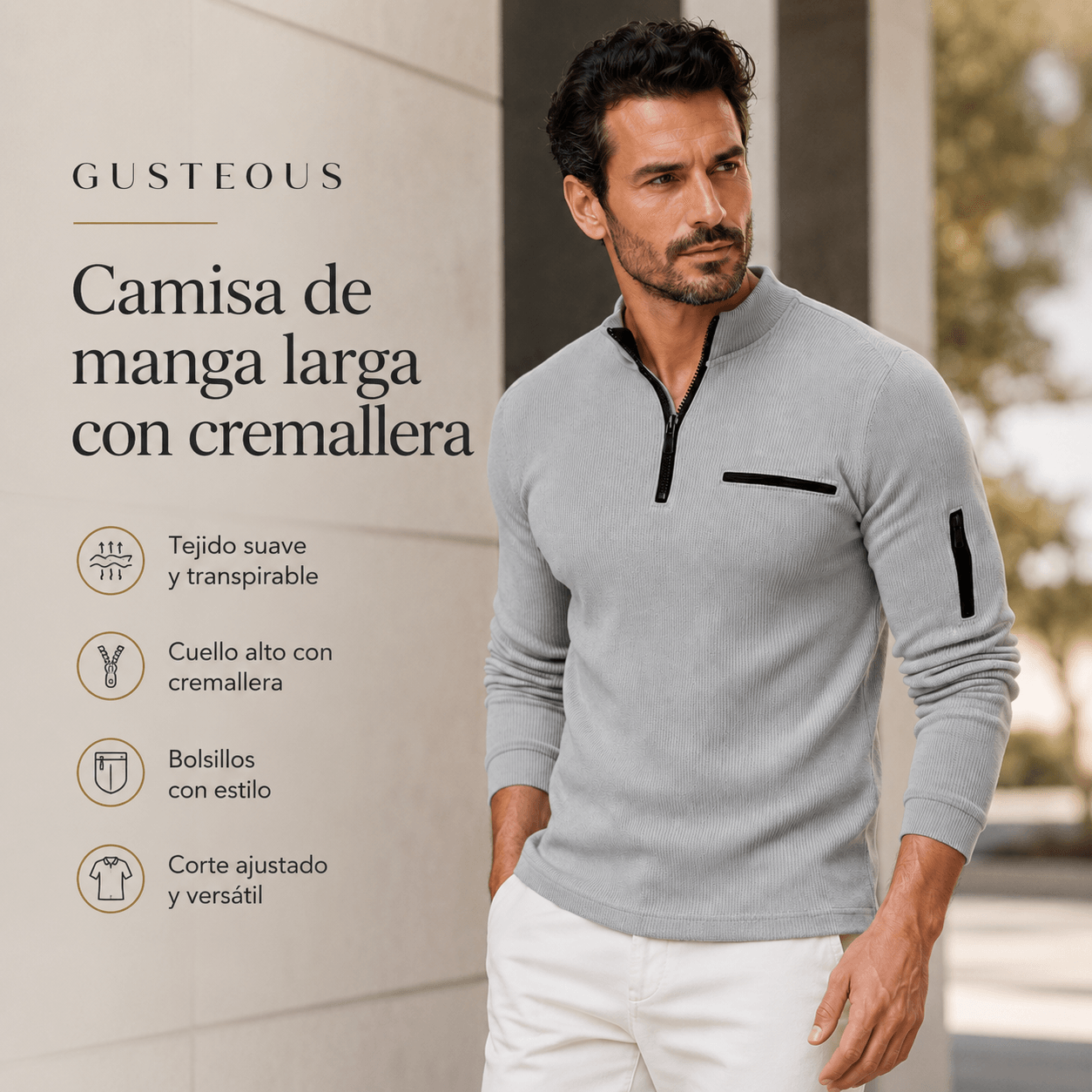 Gusteous | Camisa de manga larga con cremallera