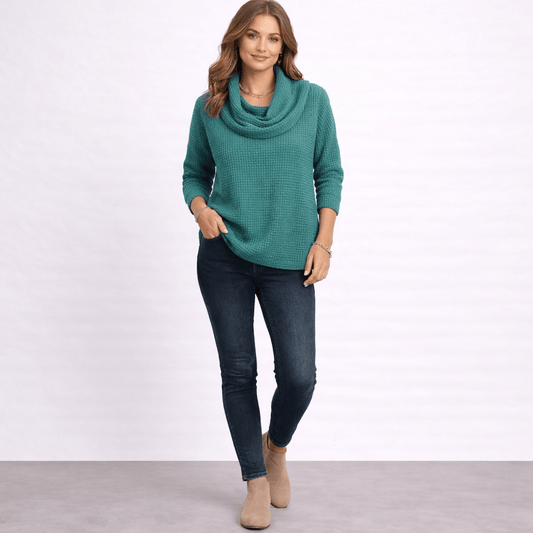 Amber™ – Jersey cálido con cuello vuelto elegante