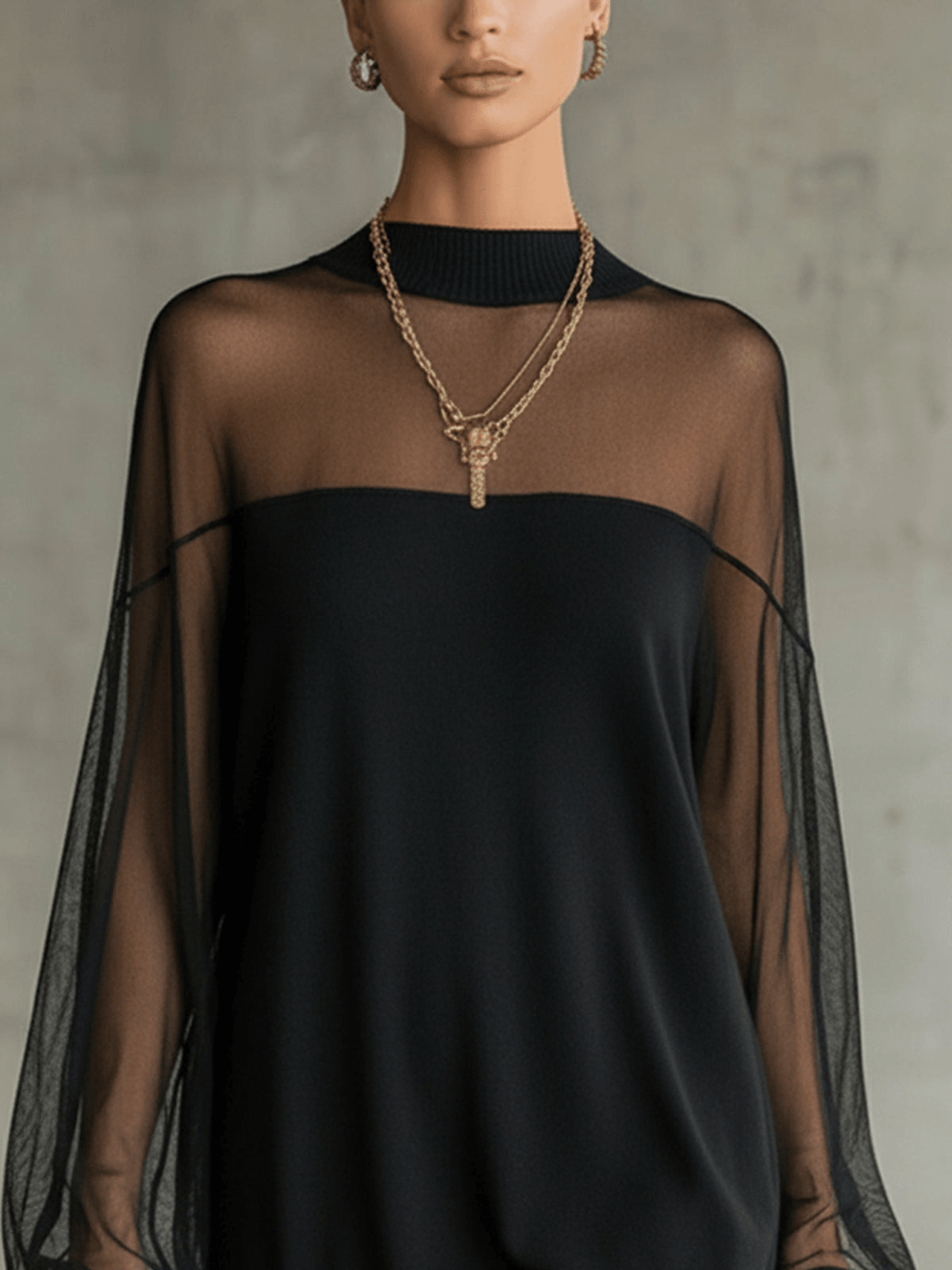 Amélie™ | Elegante Vestido corto negro con mangas de malla