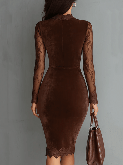 Aurélia™ | Minivestido de terciopelo con mangas de encaje